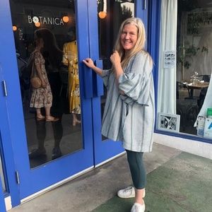 Free People Green Striped Mini Dress or Tunic Top